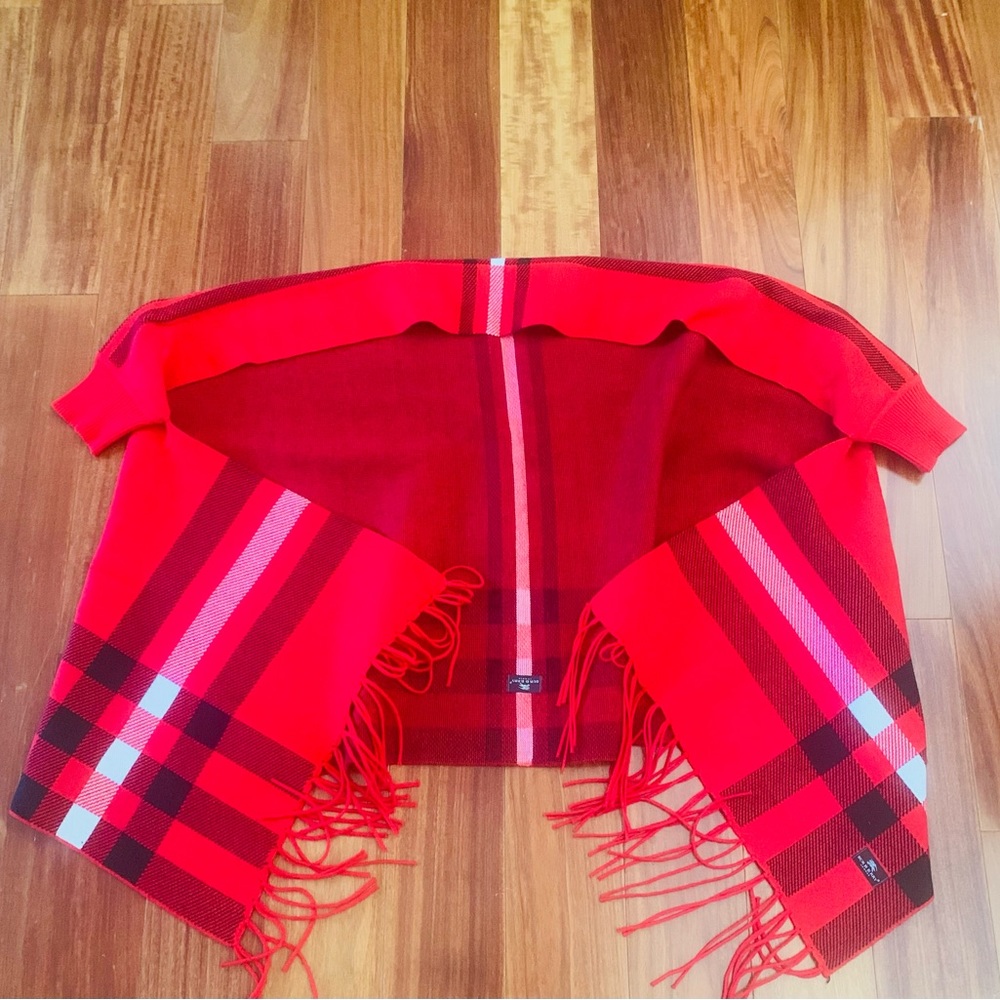 Burberry plaid Red/Black/White shawl.